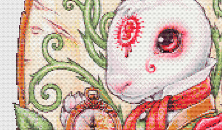CROSS STITCH CHART - DIGITAL PRINTABLE PATTERN - WHITE RABBIT - Wonderland by MEDUSA DOLLMAKER
