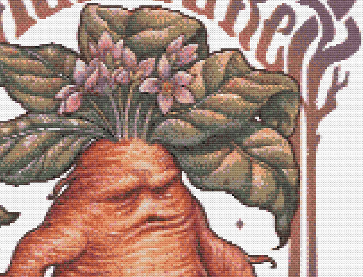 CROSS STITCH CHART - DIGITAL PRINTABLE PATTERN - MANDRAKE ART by MEDUSA DOLLMAKER