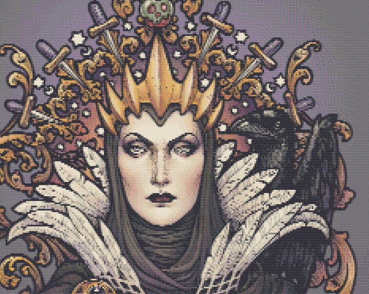 CROSS STITCH CHART - DIGITAL PRINTABLE PATTERN - SNOW WHITE EVIL QUEEN by MEDUSA DOLLMAKER