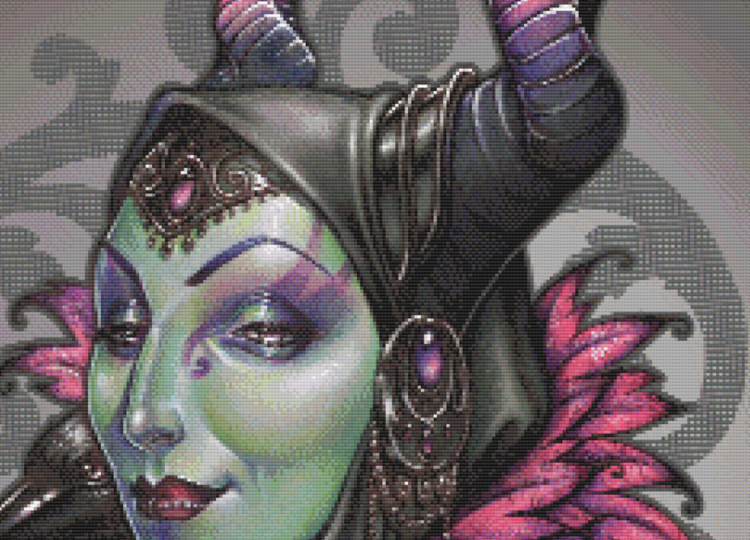 CROSS STITCH CHART - DIGITAL PRINTABLE PATTERN - MALEFICENT Mistress of All Evil by MEDUSA DOLLMAKER