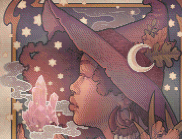 CROSS STITCH CHART - DIGITAL PRINTABLE PATTERN - CRYSTAL WITCH by MEDUSA DOLLMAKER