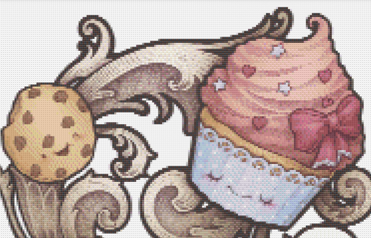 CROSS STITCH CHART - DIGITAL PRINTABLE PATTERN - TEA TIME by MEDUSA DOLLMAKER