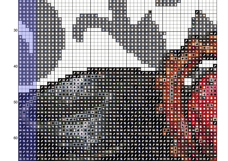CROSS STITCH CHART - DIGITAL PRINTABLE PATTERN - Red Queen of Hearts - Wonderland by MEDUSA DOLLMAKER
