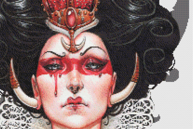 CROSS STITCH CHART - DIGITAL PRINTABLE PATTERN - Red Queen of Hearts - Wonderland by MEDUSA DOLLMAKER