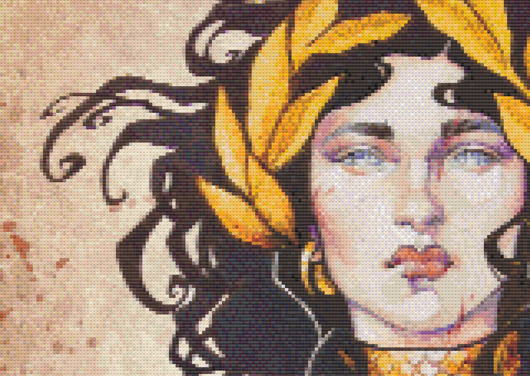 CROSS STITCH CHART - DIGITAL PRINTABLE PATTERN - VICTORIA WARRIOR WOMAN - by MEDUSA DOLLMAKER