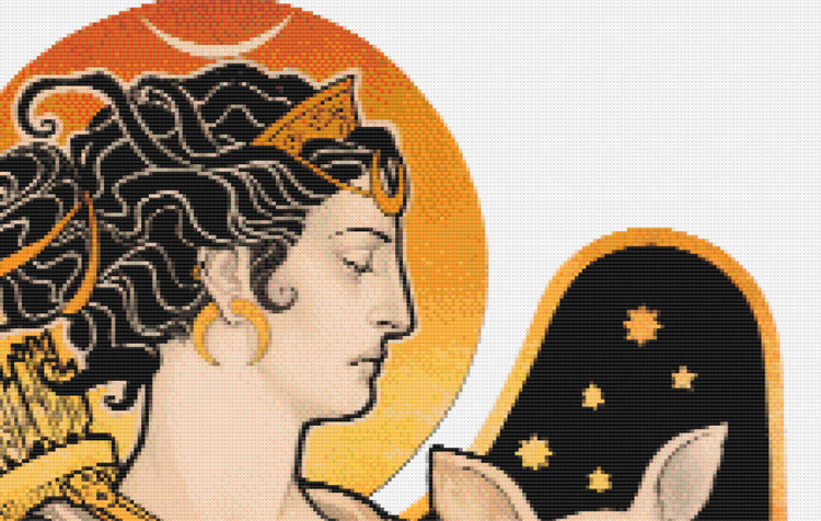 CROSS STITCH CHART - DIGITAL PRINTABLE PATTERN - ARTEMIS GREEK GODDESS - by MEDUSA DOLLMAKER