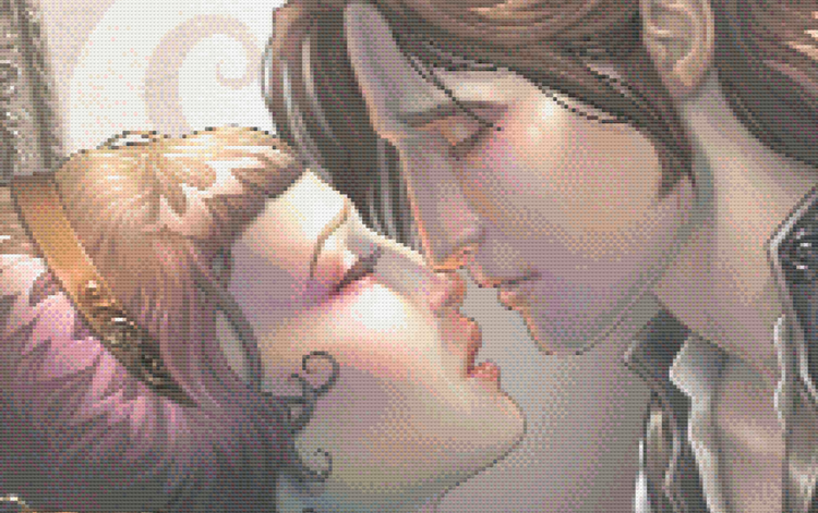 CROSS STITCH CHART - DIGITAL PRINTABLE PATTERN - ATHAN MINERVA VAMPIRE LOVE MOON SUN - by MEDUSA DOLLMAKER (copia)