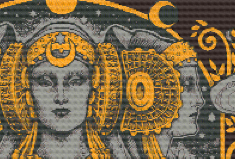 CROSS STITCH CHART - DIGITAL PRINTABLE PATTERN - HECATE TRIPLE GODDESS - by MEDUSA DOLLMAKER