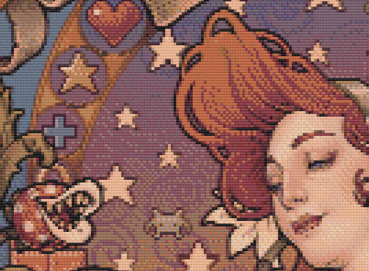 CROSS STITCH CHART - DIGITAL PRINTABLE PATTERN - GAMER NOUVEAU by MEDUSA DOLLMAKER