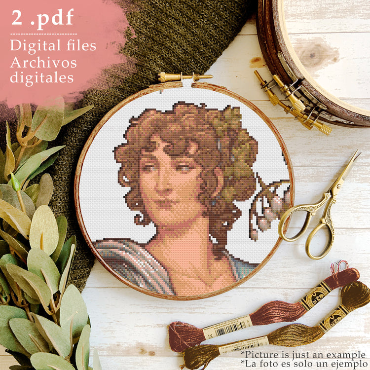 CROSS STITCH CHART - DIGITAL PRINTABLE PATTERN - Pride and Prejudice - ELIZABETH "LIZZIE" BENNET by MEDUSA DOLLMAKER