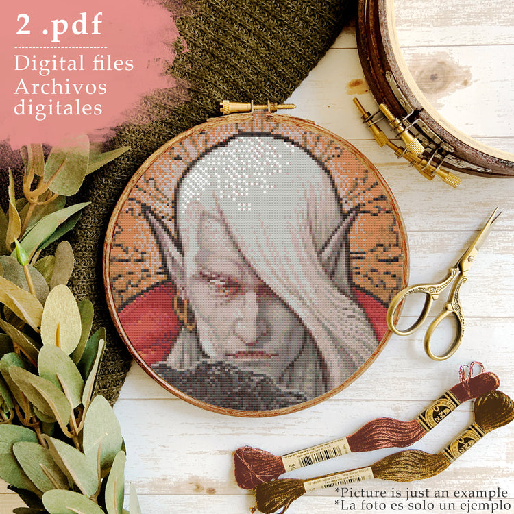 CROSS STITCH CHART - DIGITAL PRINTABLE PATTERN - DRACULA BOOK NOVEL - VAMPIRE by MEDUSA DOLLMAKER