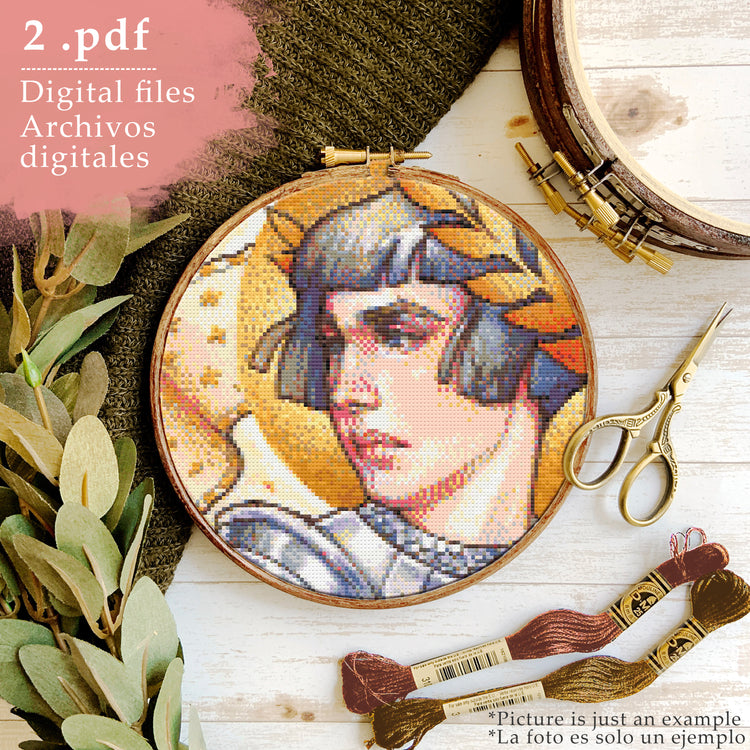 CROSS STITCH CHART - DIGITAL PRINTABLE PATTERN - Joan of Arc - Jeanne D'Arc by MEDUSA DOLLMAKER