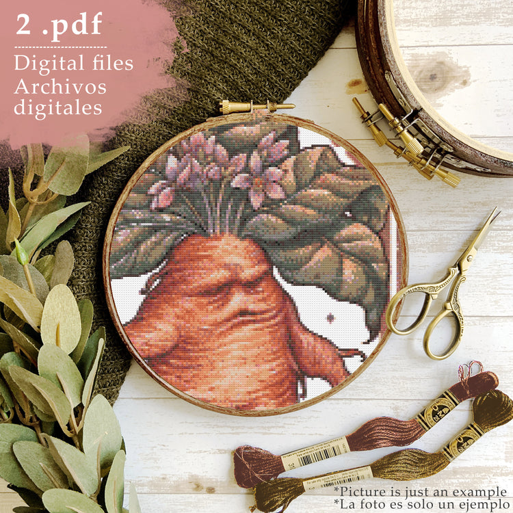 CROSS STITCH CHART - DIGITAL PRINTABLE PATTERN - MANDRAKE ART by MEDUSA DOLLMAKER
