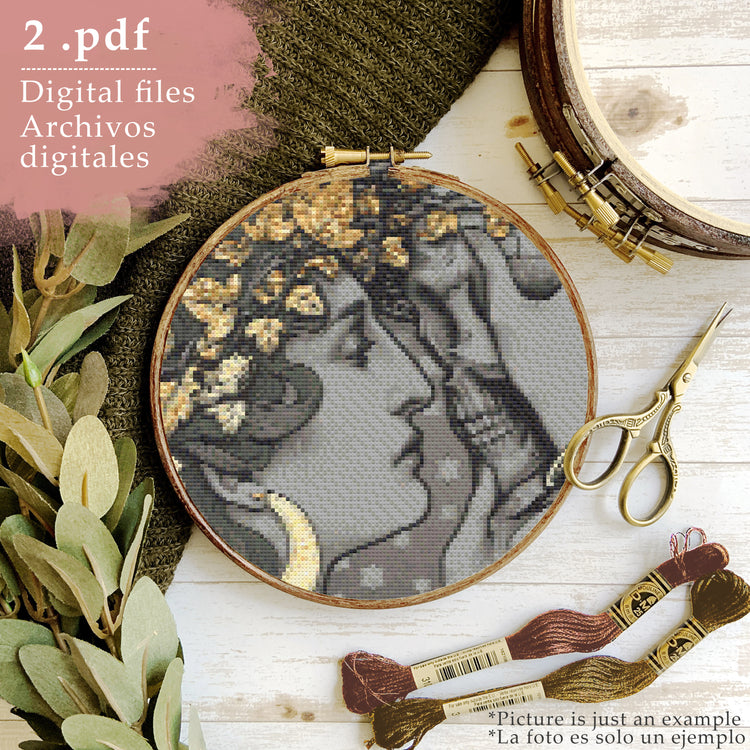 CROSS STITCH CHART - DIGITAL PRINTABLE PATTERN - SKULL WITCH by MEDUSA DOLLMAKER