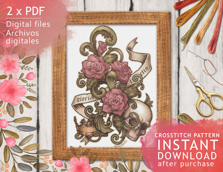CROSS STITCH CHART - DIGITAL PRINTABLE PATTERN - GLORIA INVICTIS by MEDUSA DOLLMAKER