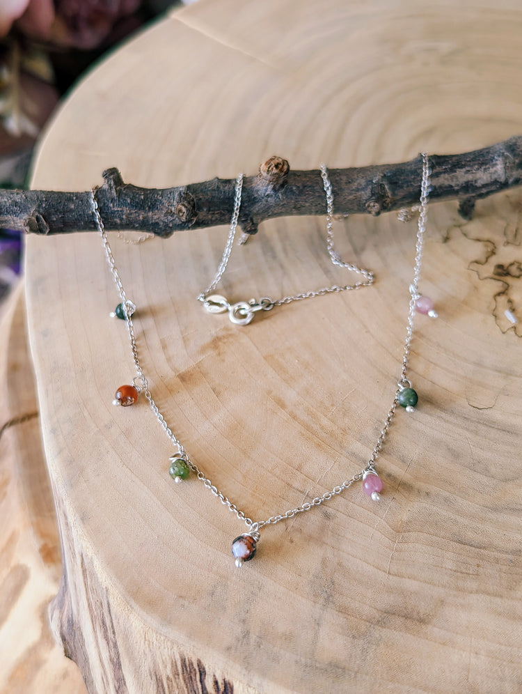 BOHEMIAN BEADS NECKLACE - 925 STERLING SILVER