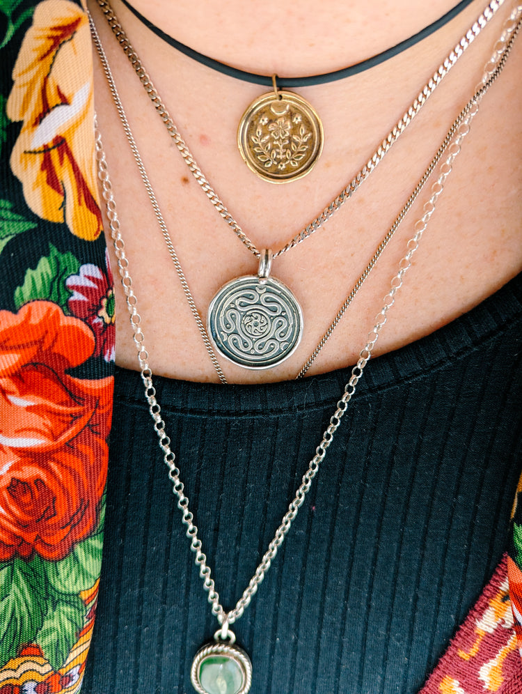 BRASS MINI FOLK PENDANT - WITCH TALISMAN "GROW WILD"