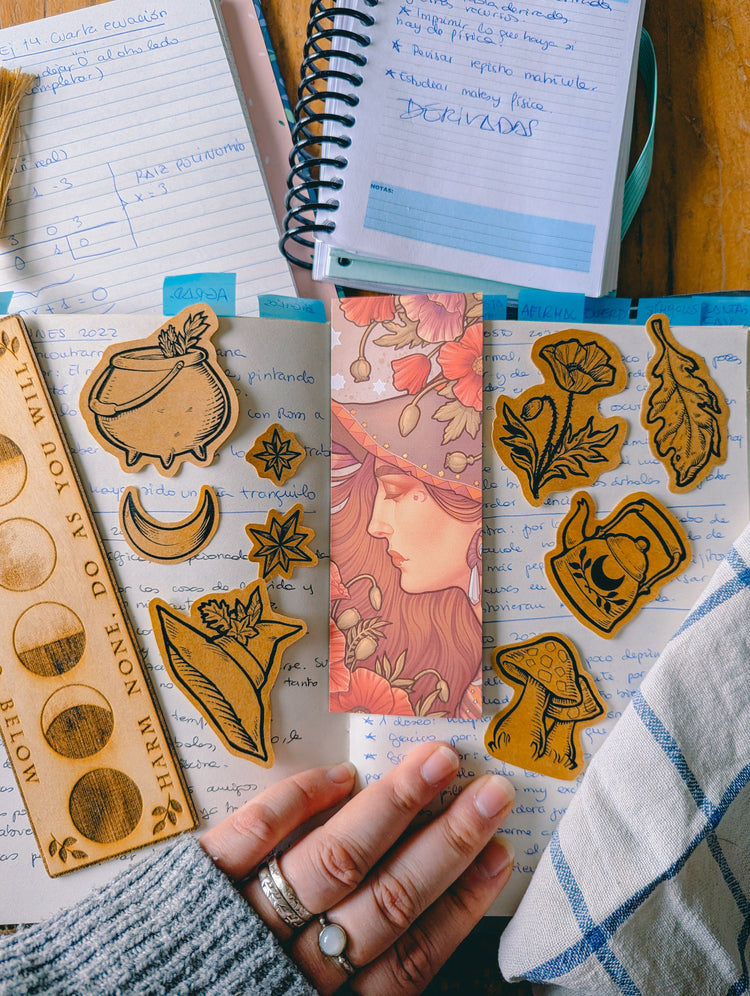 HOMEMADE 9 - KRAFT STICKER SET - FOLK WITCH - ART BY MEDUSA DOLLMAKER