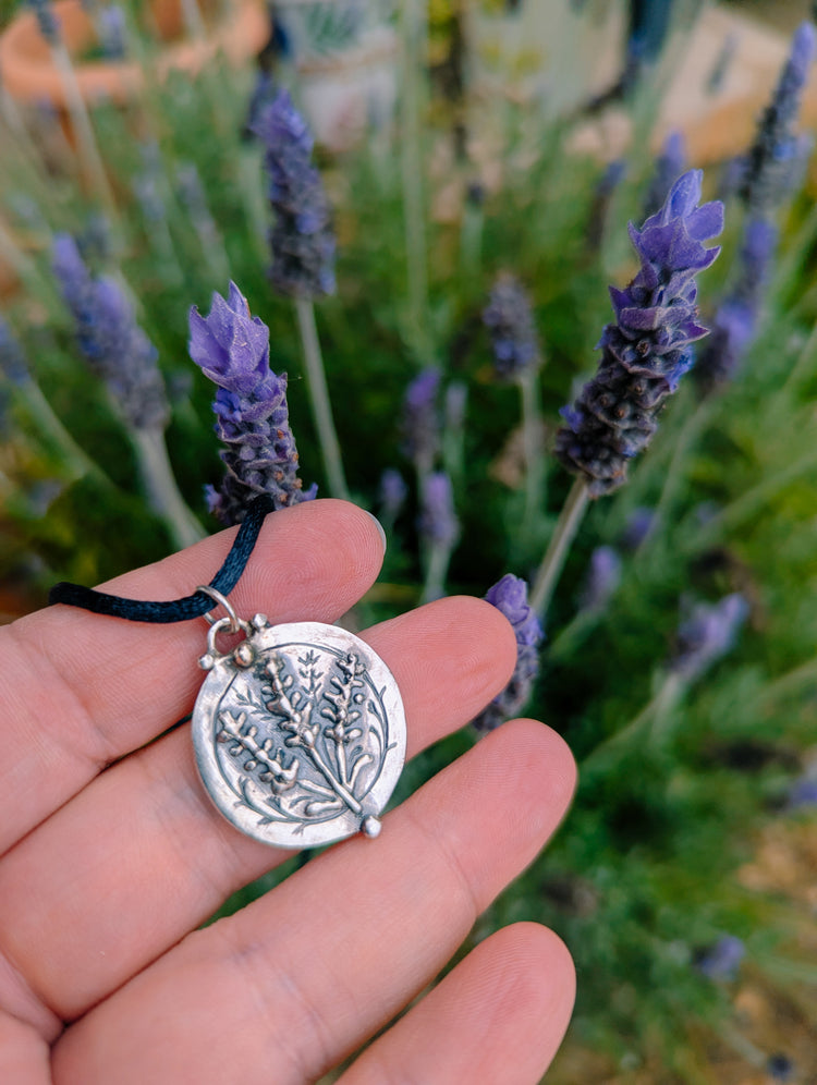 PREORDER - LAVENDER FLOWER TALISMAN NECKLACE - 925 STERLING SILVER - HANDMADE from WAX