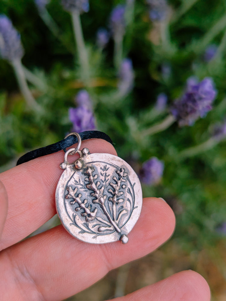 PREORDER - LAVENDER FLOWER TALISMAN NECKLACE - 925 STERLING SILVER - HANDMADE from WAX