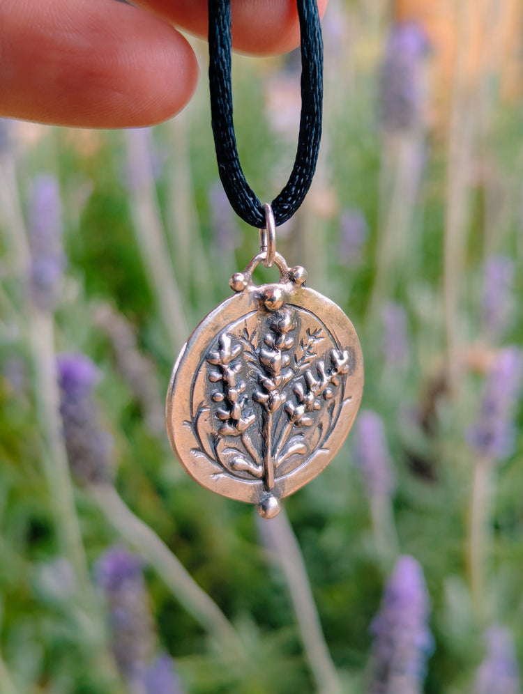 PREORDER - LAVENDER FLOWER TALISMAN NECKLACE - 925 STERLING SILVER - HANDMADE from WAX