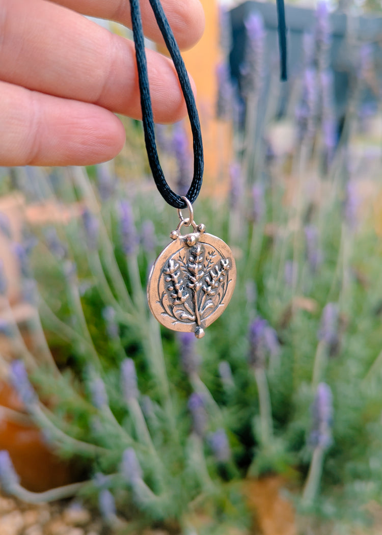 PREORDER - LAVENDER FLOWER TALISMAN NECKLACE - 925 STERLING SILVER - HANDMADE from WAX