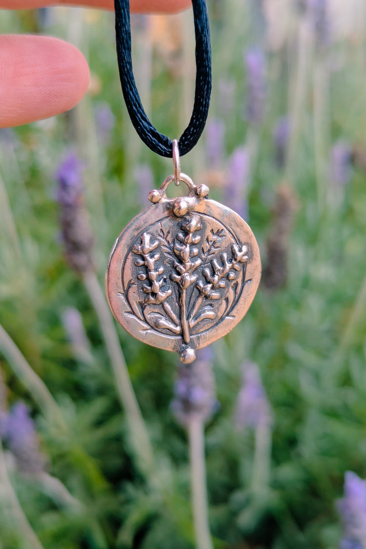 PREORDER - LAVENDER FLOWER TALISMAN NECKLACE - 925 STERLING SILVER - HANDMADE from WAX