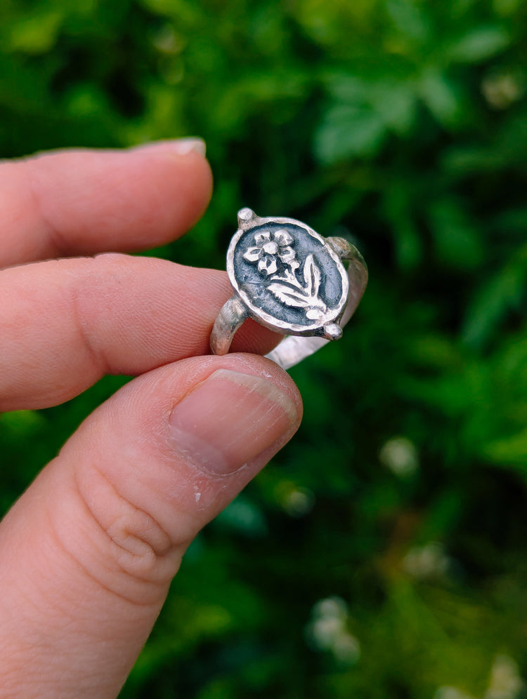 FLOWER SHADOWBOX RING - 925 STERLING SILVER HANDMADE