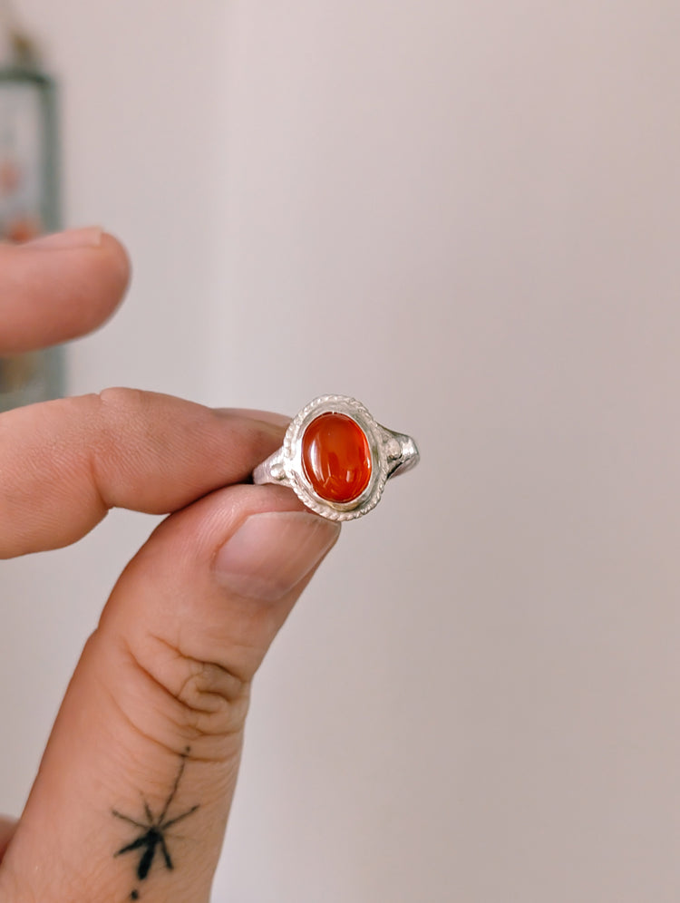 Carnelian ring size 8 Handmade - 925 STERLING SILVER JEWELRY