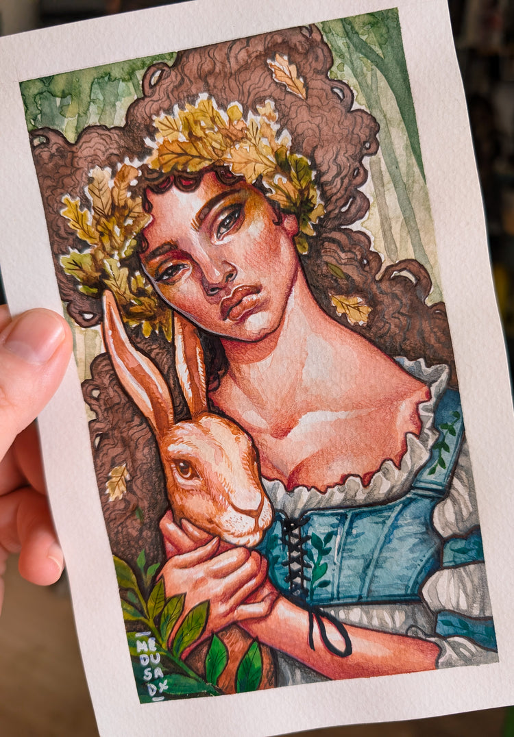 Original watercolor Art by Medusa Dollmaker