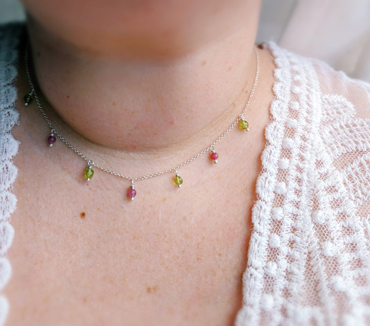 BOHEMIAN BEADS NECKLACE 5 - 925 STERLING SILVER