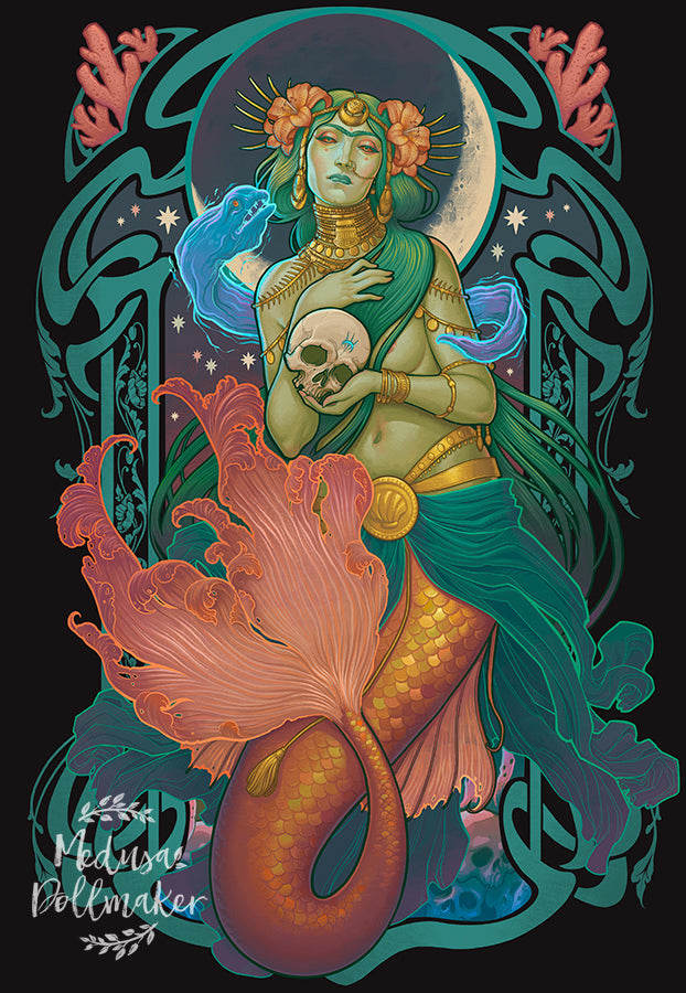 SEA WITCH MERMAID PRINT DinA4 - 8x11'' - Art by Medusa Dollmaker