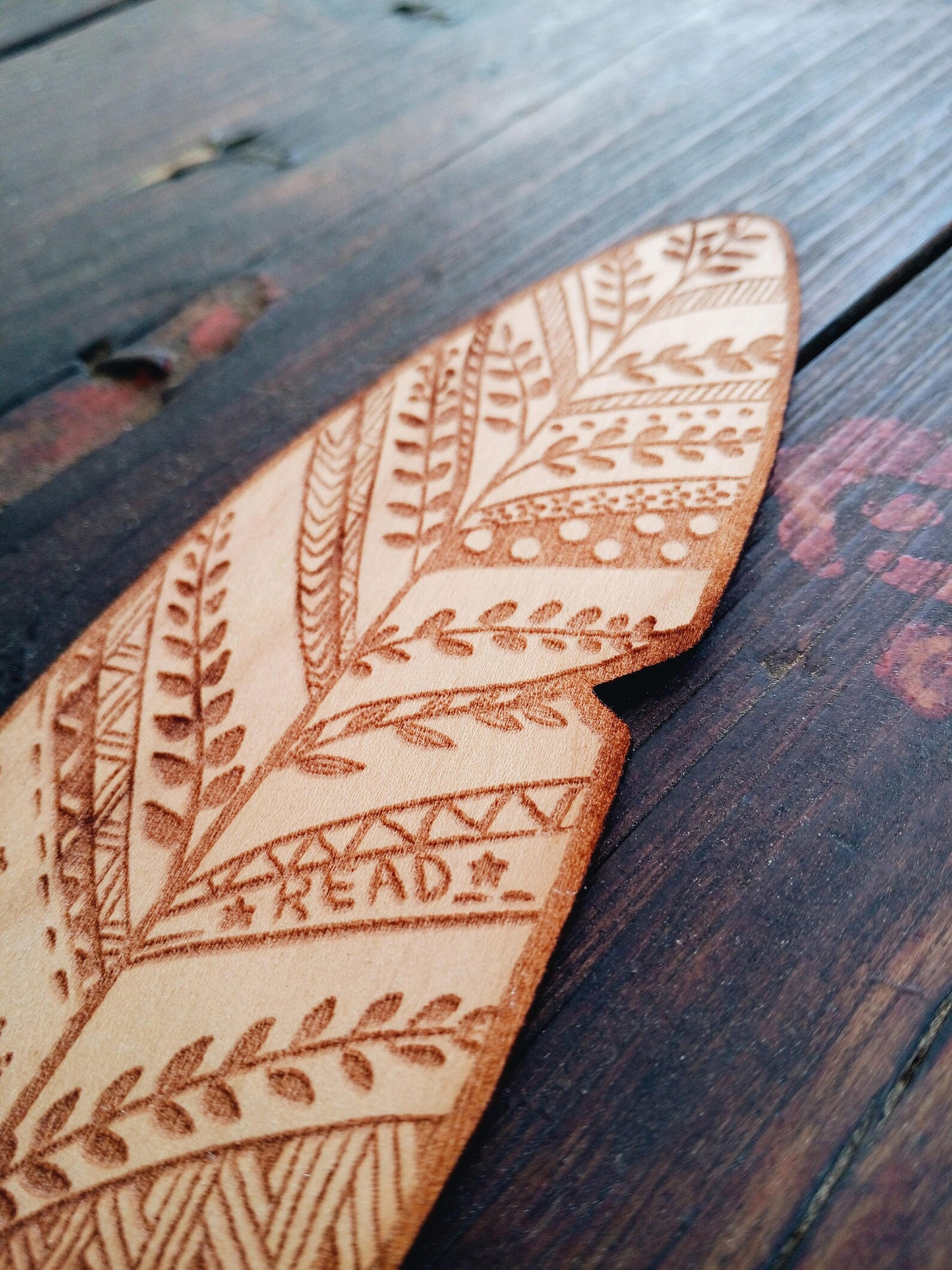 wood bookmark feather bohemian boho booklover items present for witches