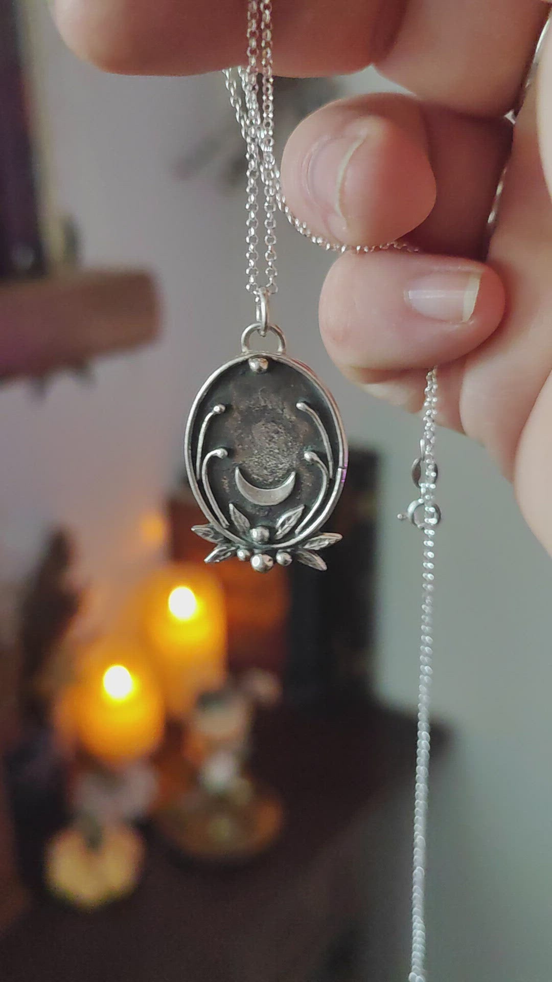 ART NOUVEAU PENDANT STERLING SILVER TALISMAN MEDAL GEMSTONE AMULET PENDANT WITCH PRESENT