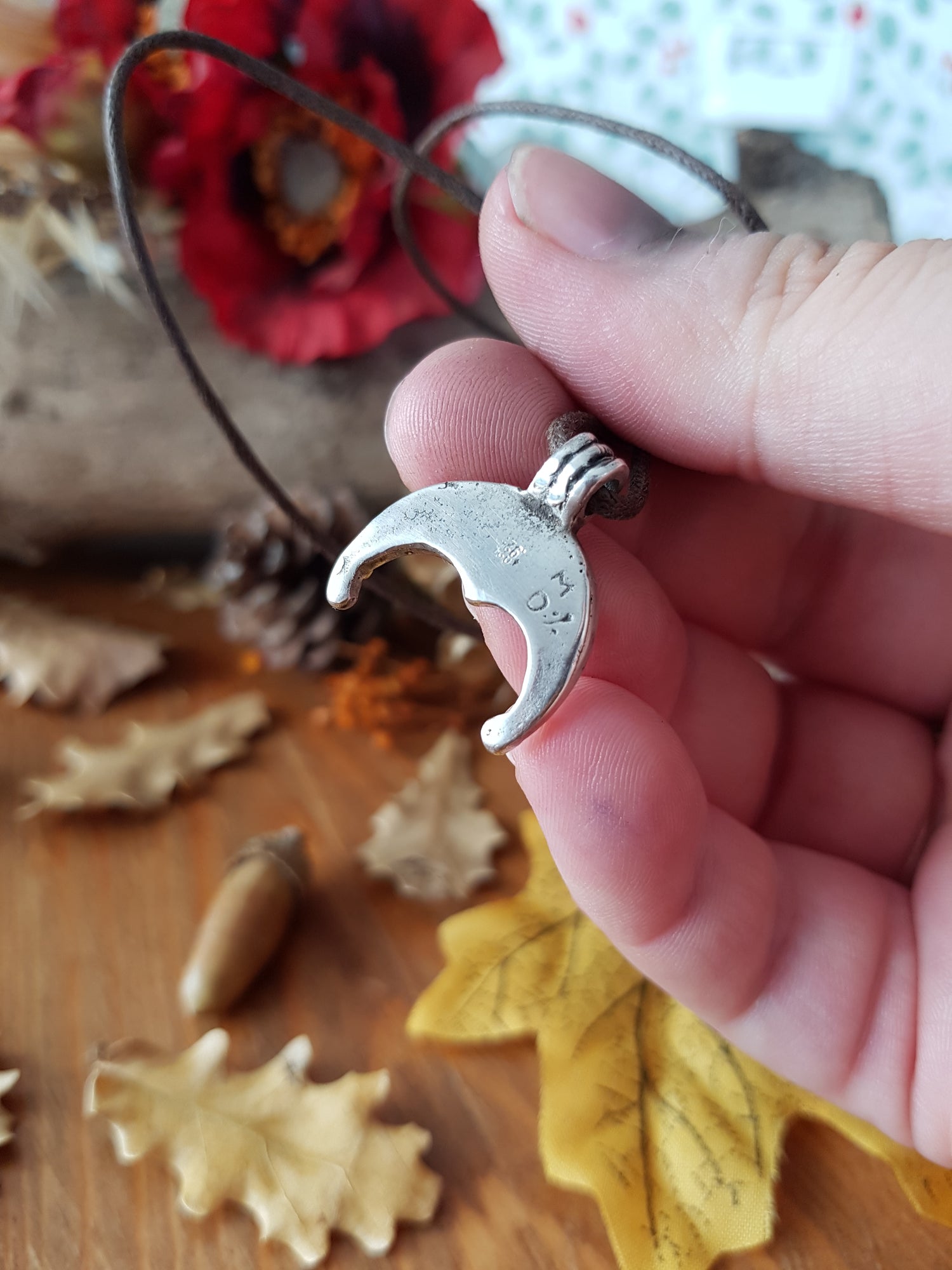 LUNULA MOON TALISMAN HALF MOON NECKLACE STERLING SILVER WITCH AMULET