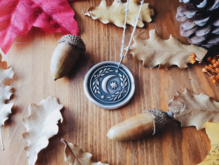 MOON TALISMAN Pendant NECKLACE TALISMAN AMULET WITCH WITCHCRAFT MOON STARS BARN BIG PENDANT