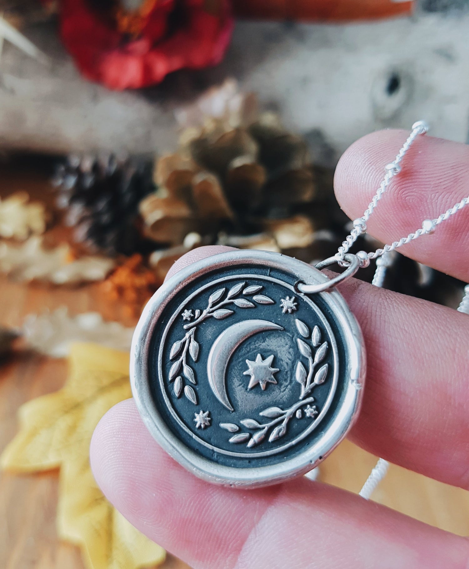 MOON TALISMAN Pendant NECKLACE TALISMAN AMULET WITCH WITCHCRAFT MOON STARS BARN BIG PENDANT