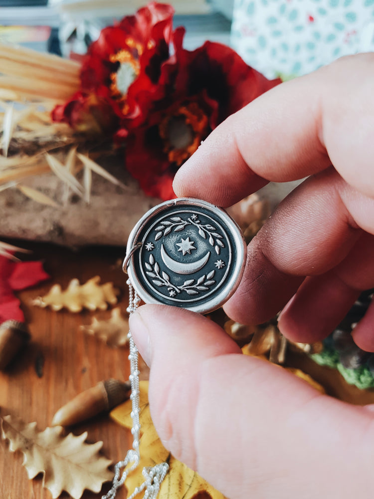MOON TALISMAN Pendant NECKLACE TALISMAN AMULET WITCH WITCHCRAFT MOON STARS BARN BIG PENDANT