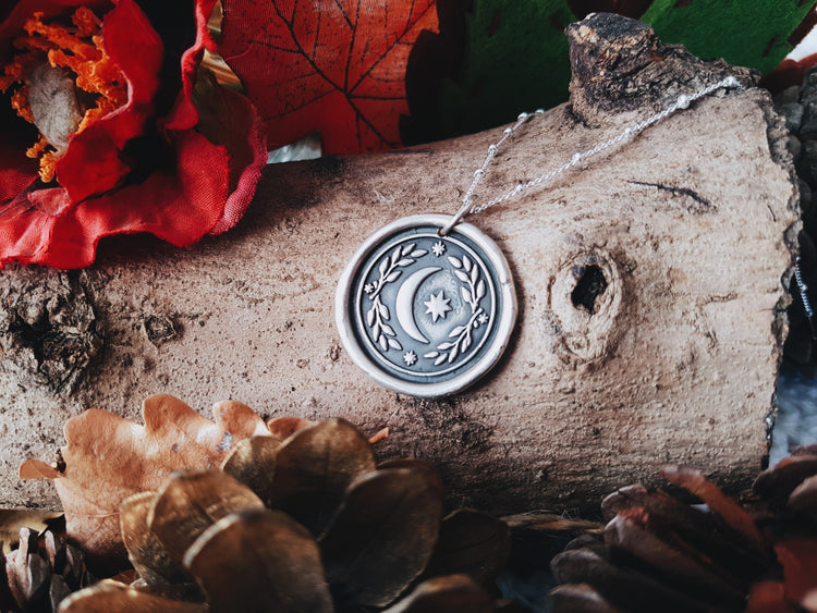 MOON TALISMAN Pendant NECKLACE TALISMAN AMULET WITCH WITCHCRAFT MOON STARS BARN BIG PENDANT