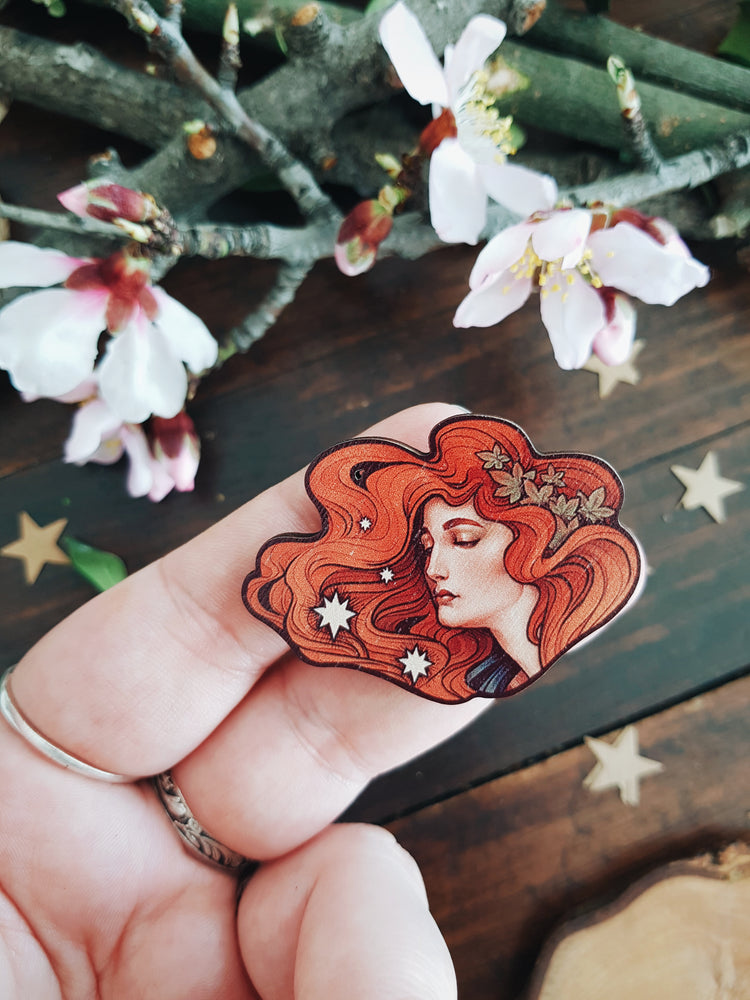 Cosmic Love Art Bookmark wood art nouveau sun and stars astronomy