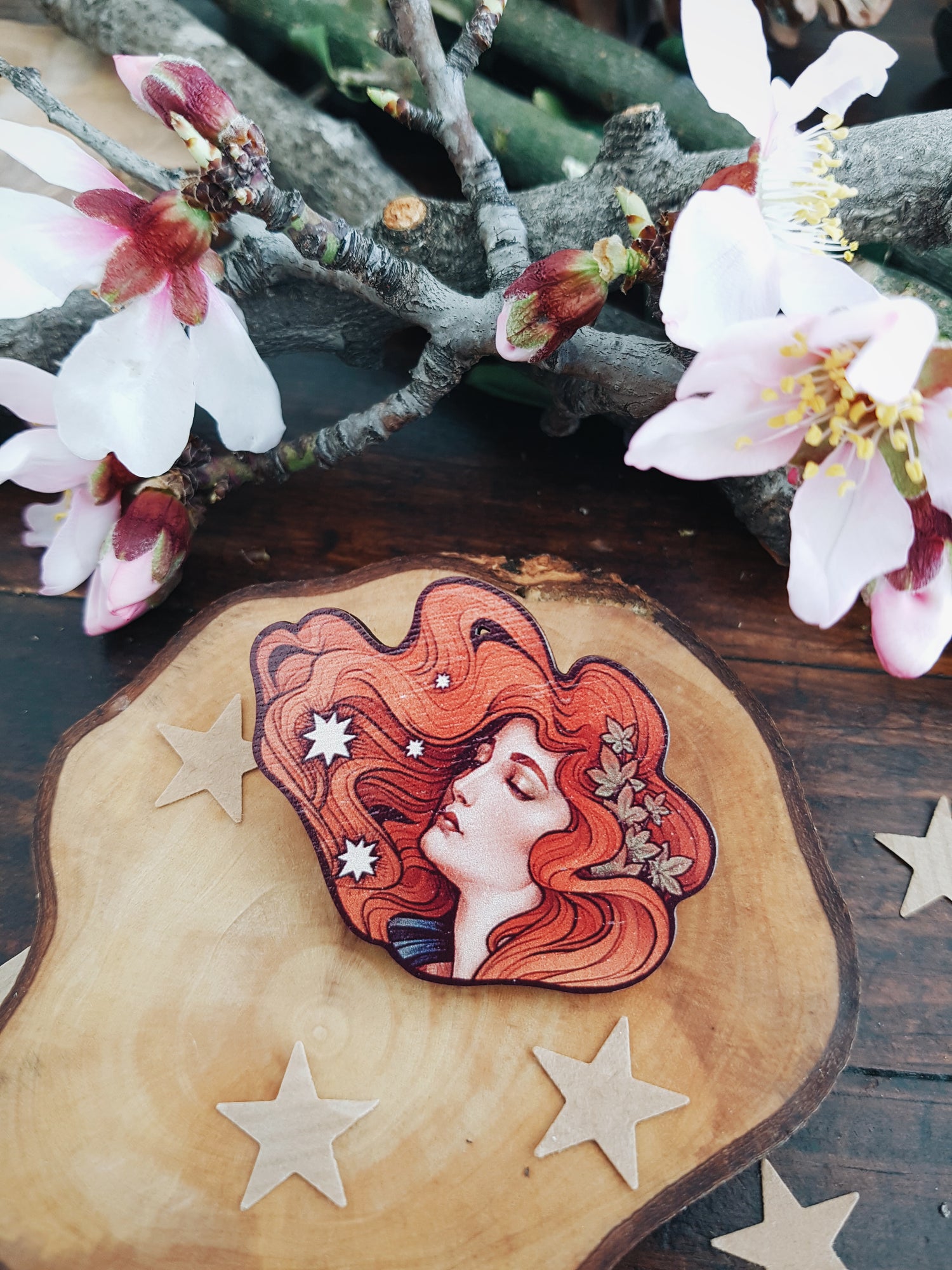 Cosmic Lover Art Wooden Pin Badges