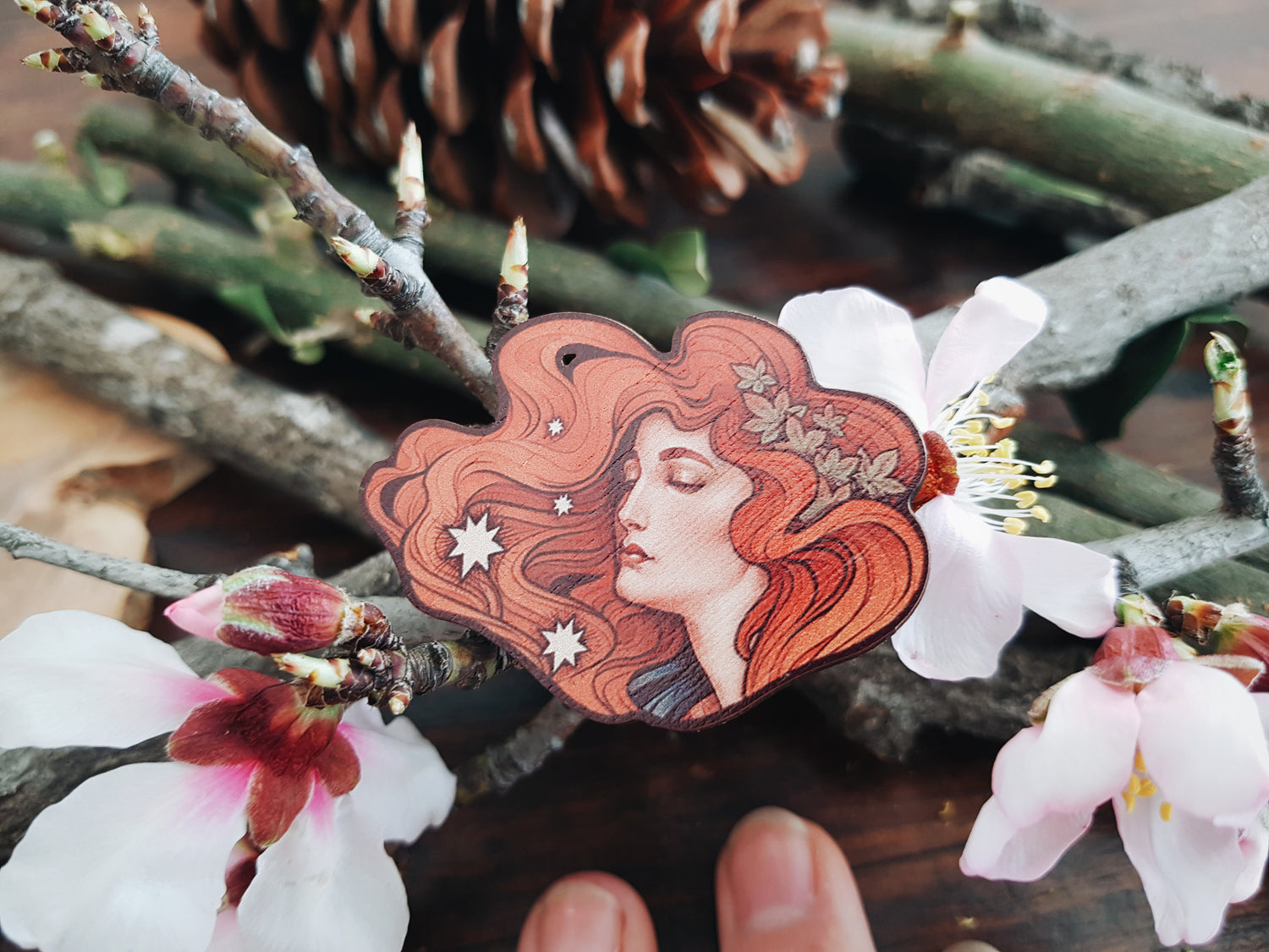 Cosmic Lover Art Wooden Pin Badges