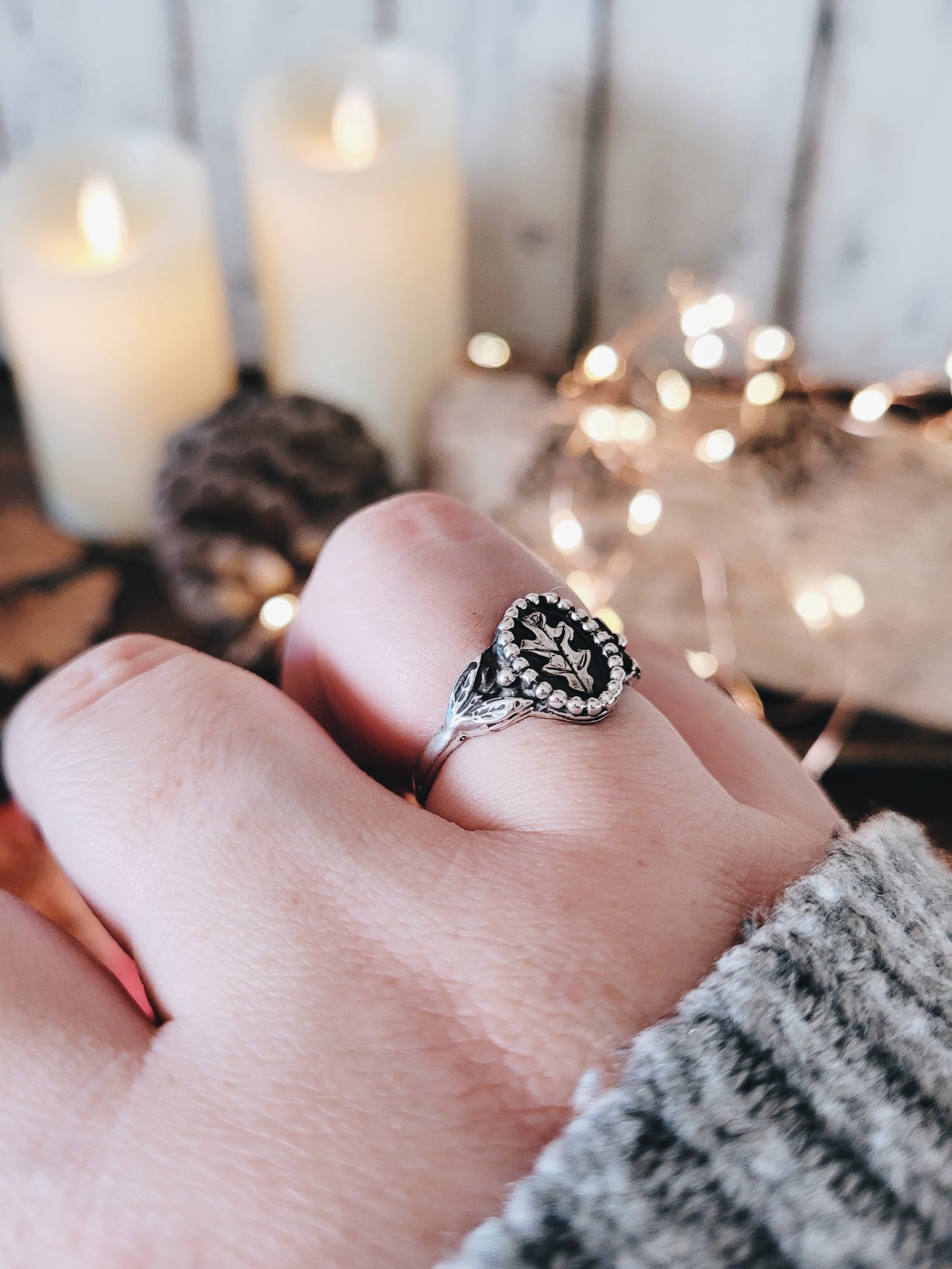 OAK LEAF RING SIZES STERLING SILVER MINIMALIST WITCH