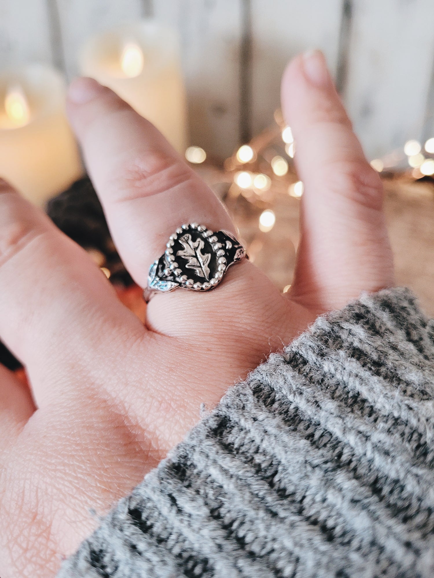 OAK LEAF RING SIZES STERLING SILVER MINIMALIST WITCH