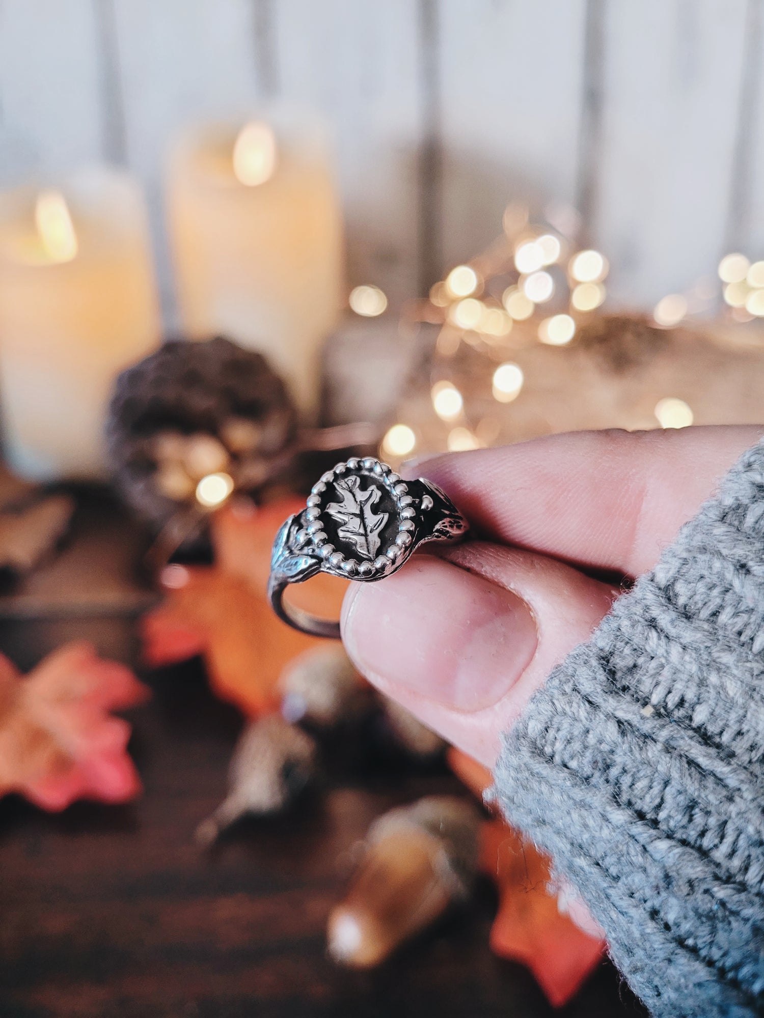 OAK LEAF RING SIZES STERLING SILVER MINIMALIST WITCH