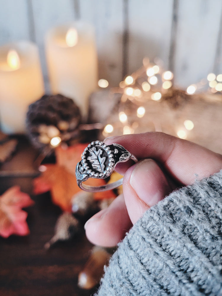 OAK LEAF RING SIZES STERLING SILVER MINIMALIST WITCH