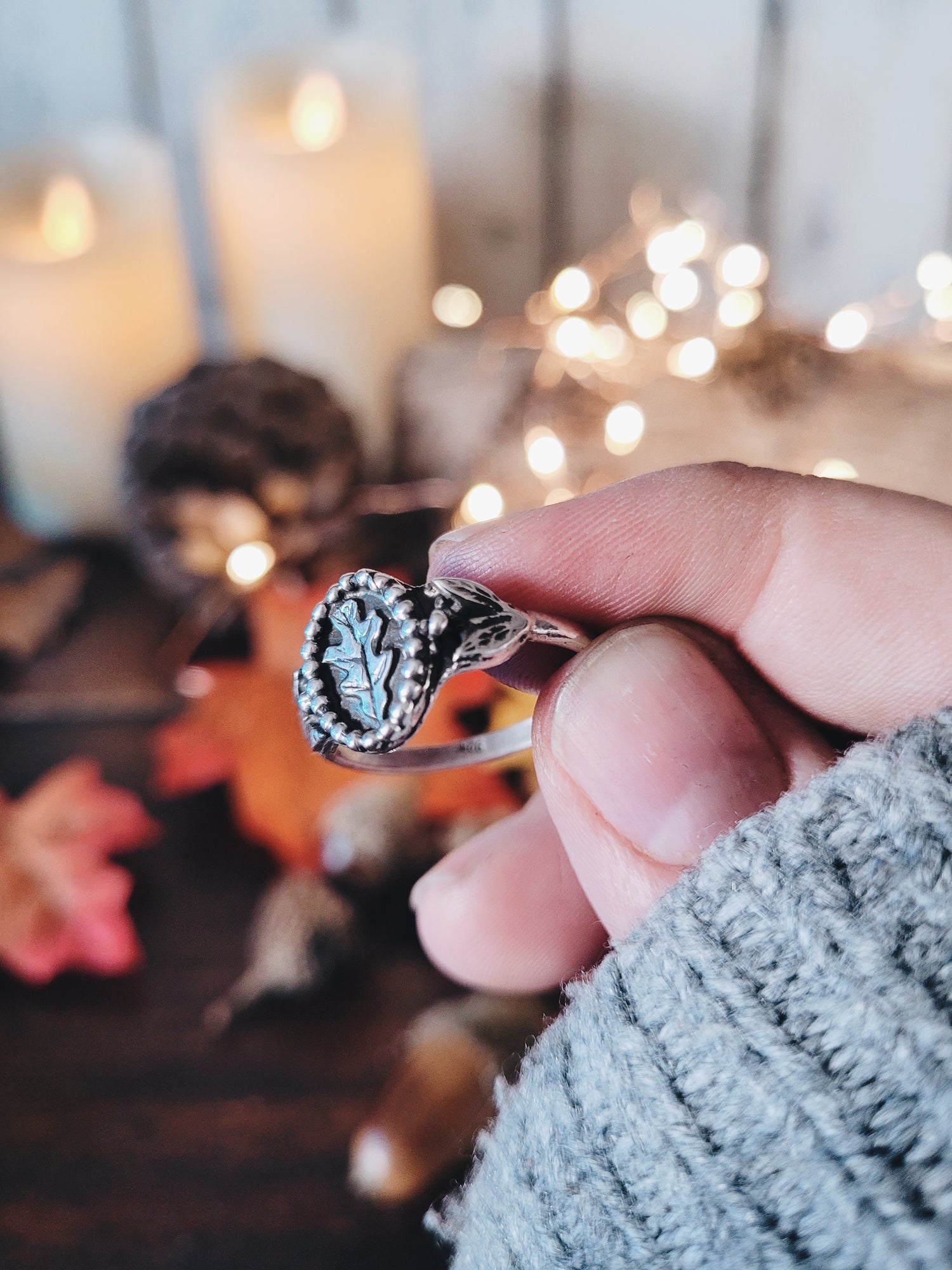 OAK LEAF RING SIZES STERLING SILVER MINIMALIST WITCH