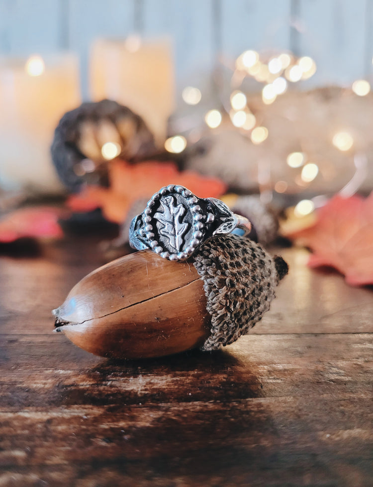 OAK LEAF RING SIZES STERLING SILVER MINIMALIST WITCH