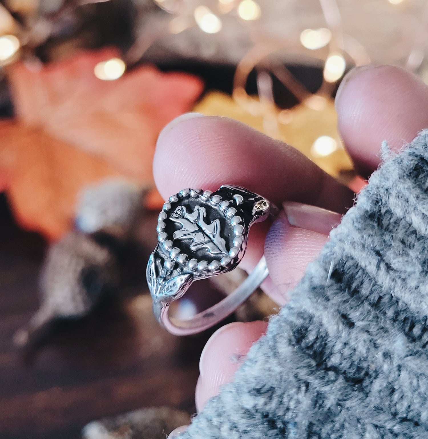 OAK LEAF RING SIZES STERLING SILVER MINIMALIST WITCH