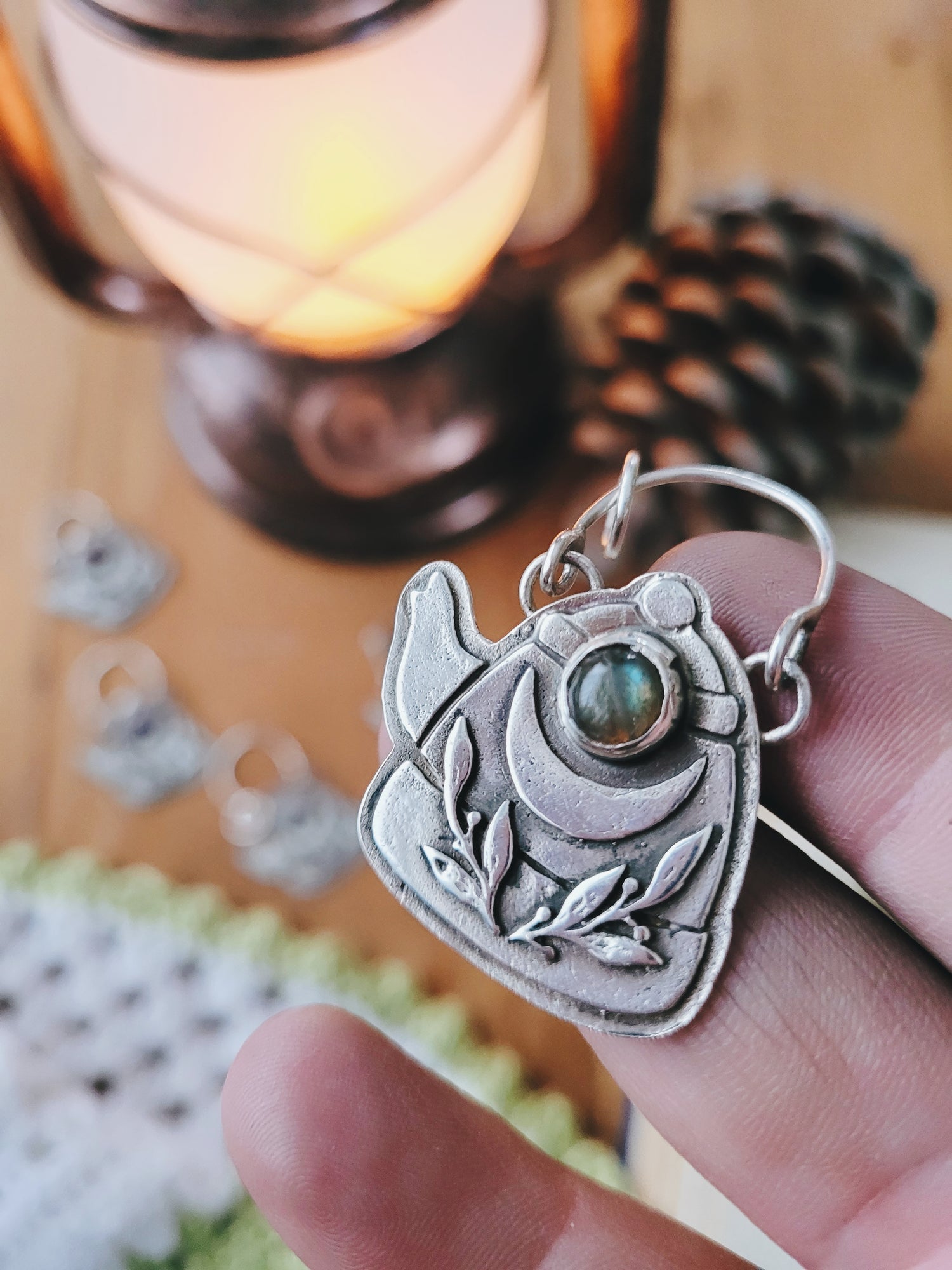 925 Sterling Silver Pendant Necklace TEAPOT GEMSTONE TALISMAN STERLING SILVER